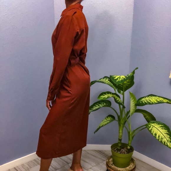 Rust Colored Belted Dress w/Pockets - Picture 4 of 6